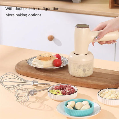 2 In 1 Electric Garlic Chopper USB Rechargeable Vegetable Chili Meat Ginger Masher Handheld Multipurpose Kitchen Gadgets