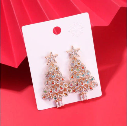 Colorful Crystals Christmas Tree Earrings Fashion Earrings